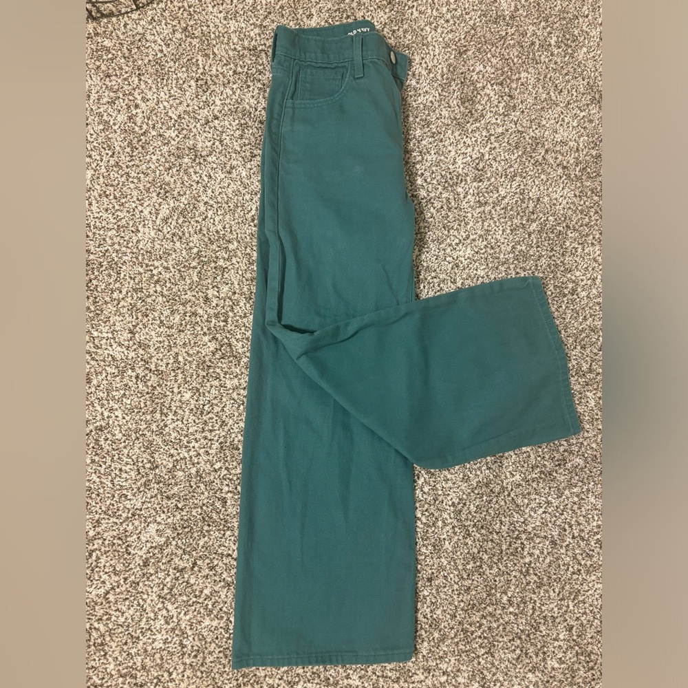 Old Navy cropped baggy teal jeans
